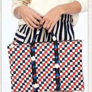 ISO Clare V Red and Blue Checkered Laptop Bag